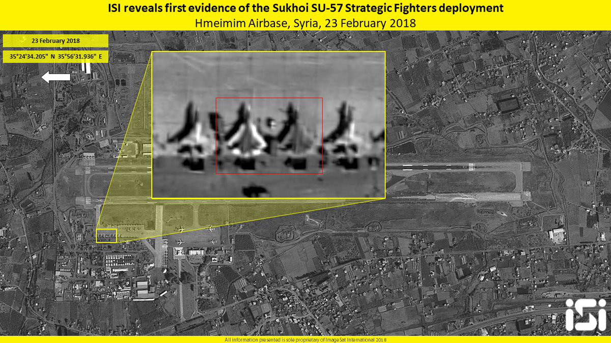 以色列卫星图像显示：2架俄罗斯苏-57出现在叙利亚的空军基地