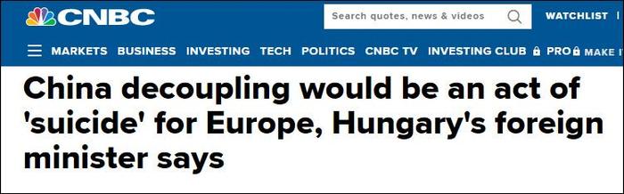 “对欧洲经济来说，对华脱钩和去风险都是自杀”