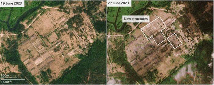 明斯克周边军事基地开始新建设施，BBC制图