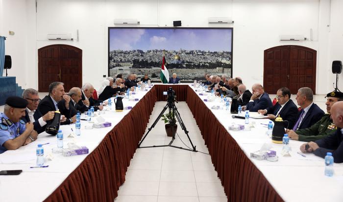 当地时间2023年7月3日，约旦河西岸，巴勒斯坦总统阿巴斯召开巴各政治派别紧急会议。 
