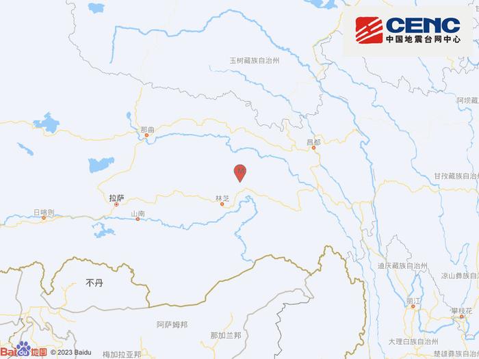 中国地震台网正式测定：23日02时46分西藏林芝市波密县发生4.1级地震