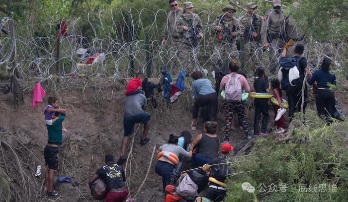 外来移民试图闯过美国南部边境 图自：美媒