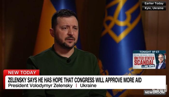 泽连斯基25日接受CNN采访，视频截图